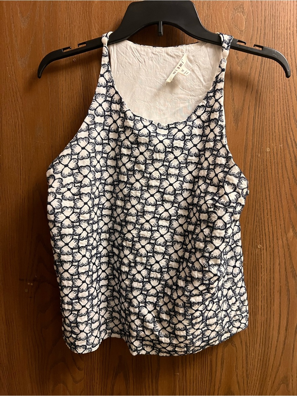 miami Navy and White Printed Camisole Tank